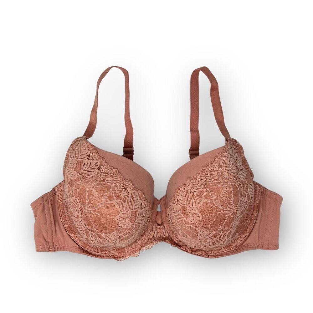 Auden Lightly Lined Balconette Coverage Underwire Pink Lace Bra Women’s Size 44C